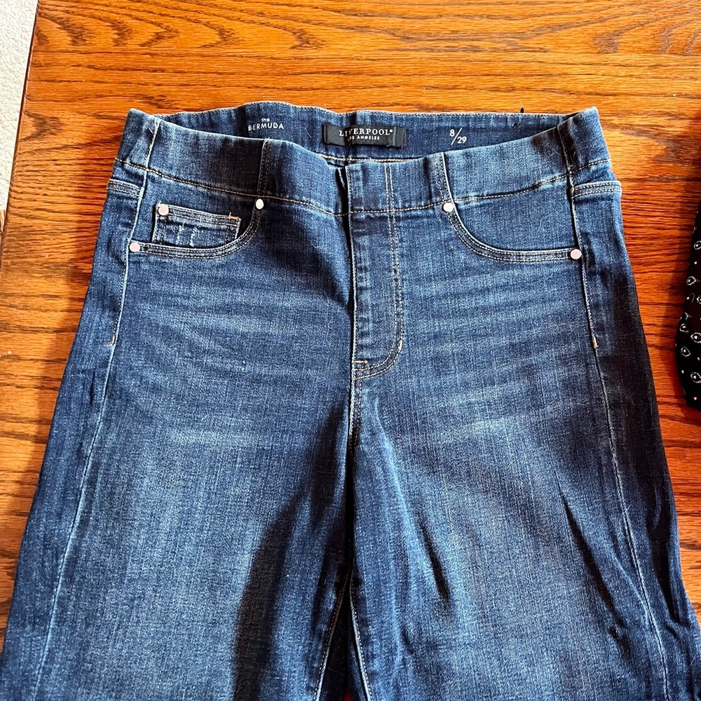 Pull on  stretch denim shorts